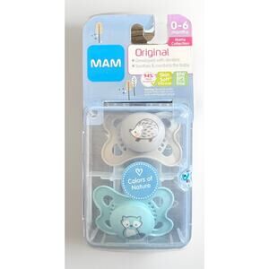 MAM Original Pacifier 0-6 Months Matte Collection Silicone BPA Free 2 Pack Case